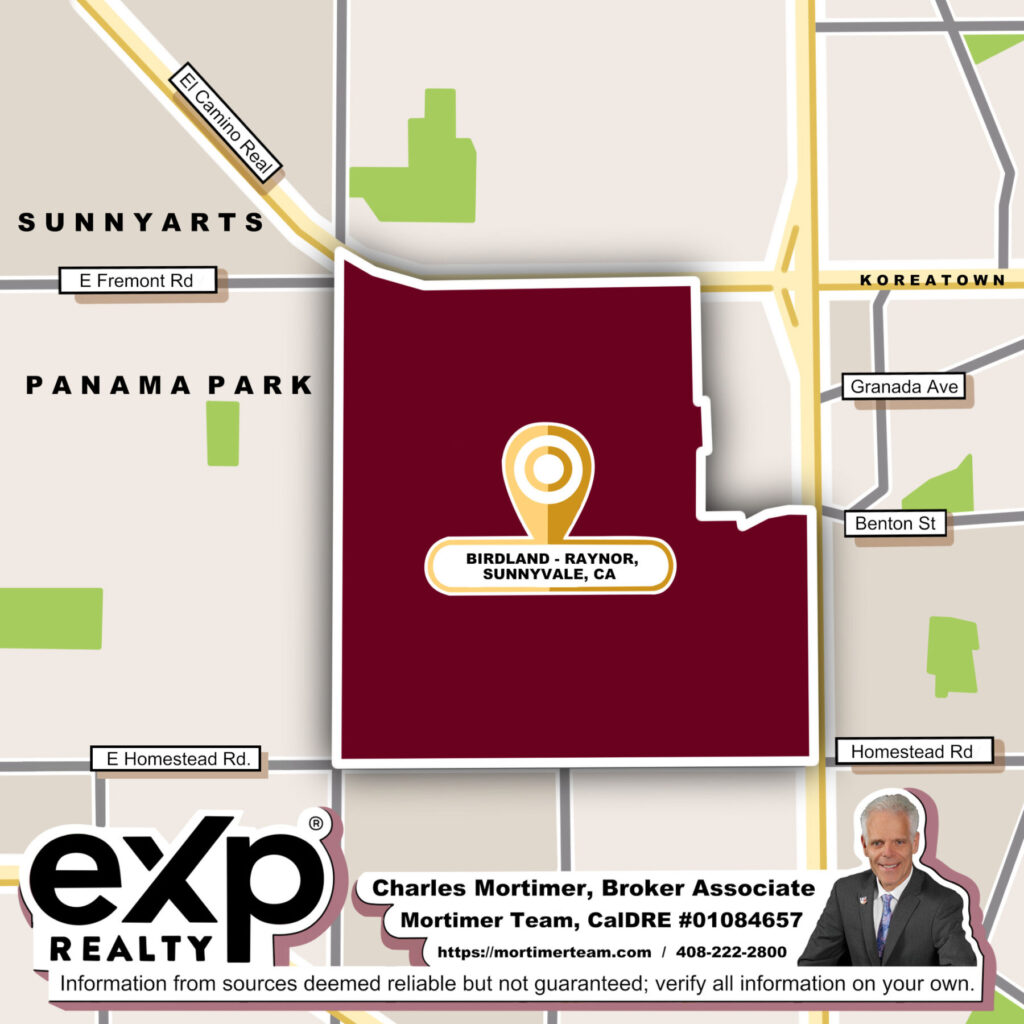 Custom map image for the community guide in Homes for Sale in Birdland Sunnyvale CA