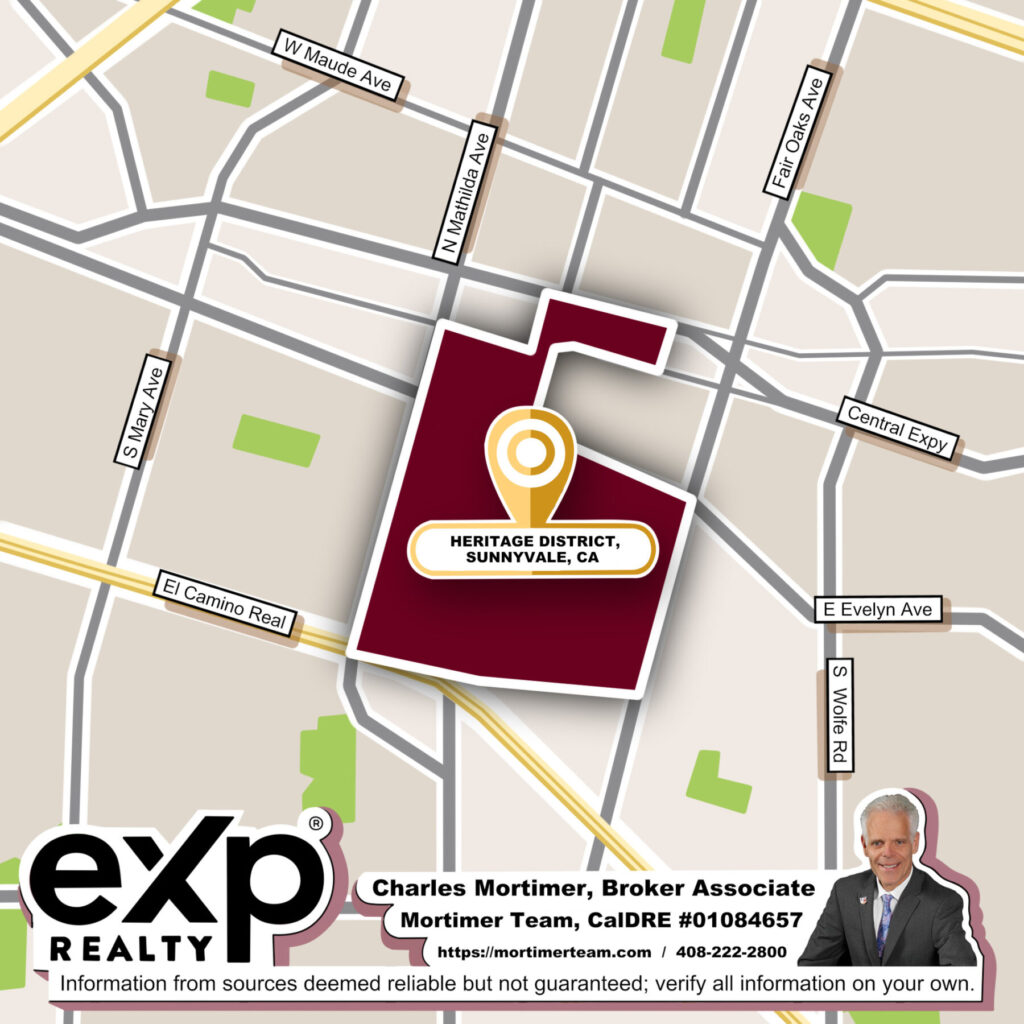 Custom map image for the community guide in Homes for Sale in Heritage District Sunnyvale CA