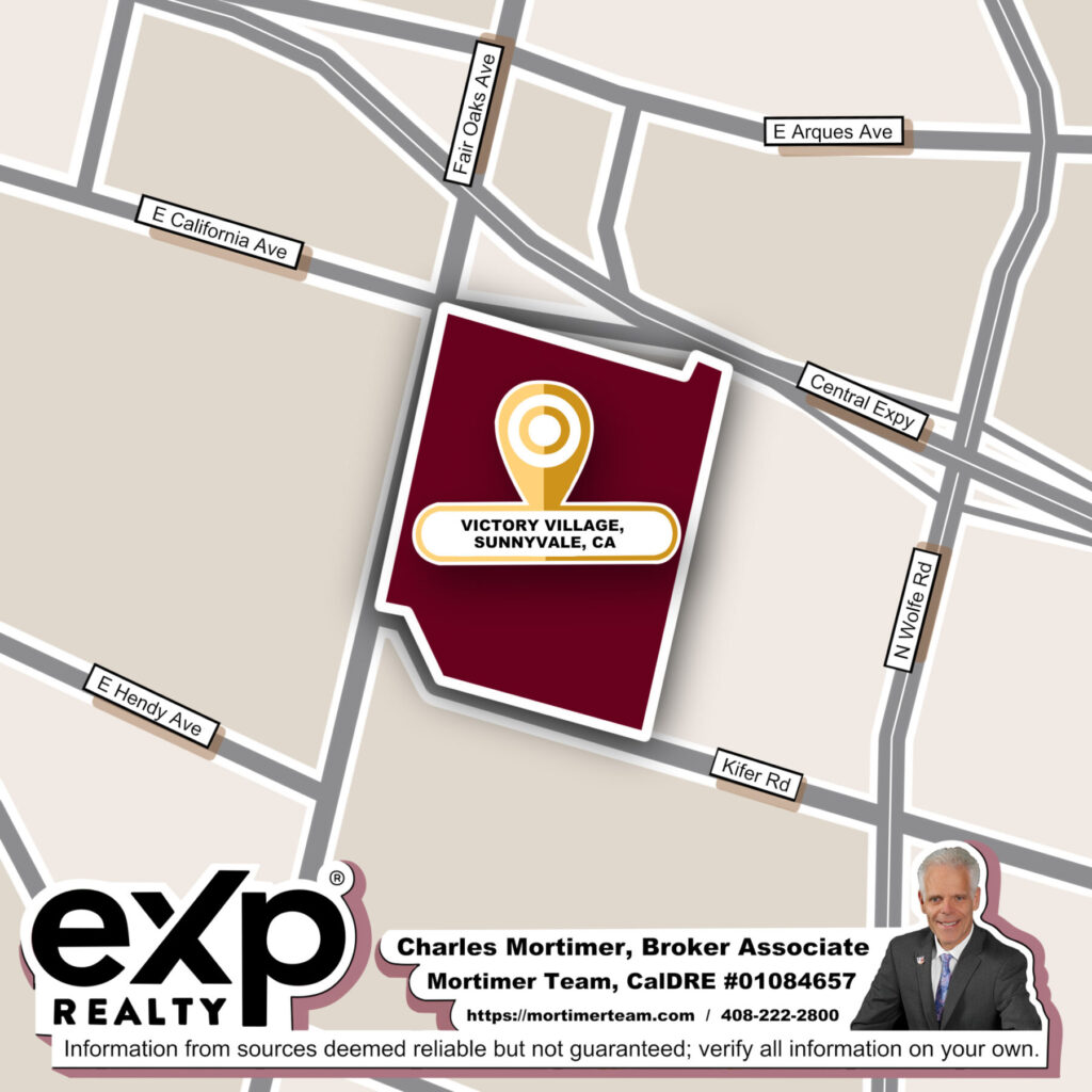 Custom map image for the community guide in Homes for Sale in Victory Village Sunnyvale CA