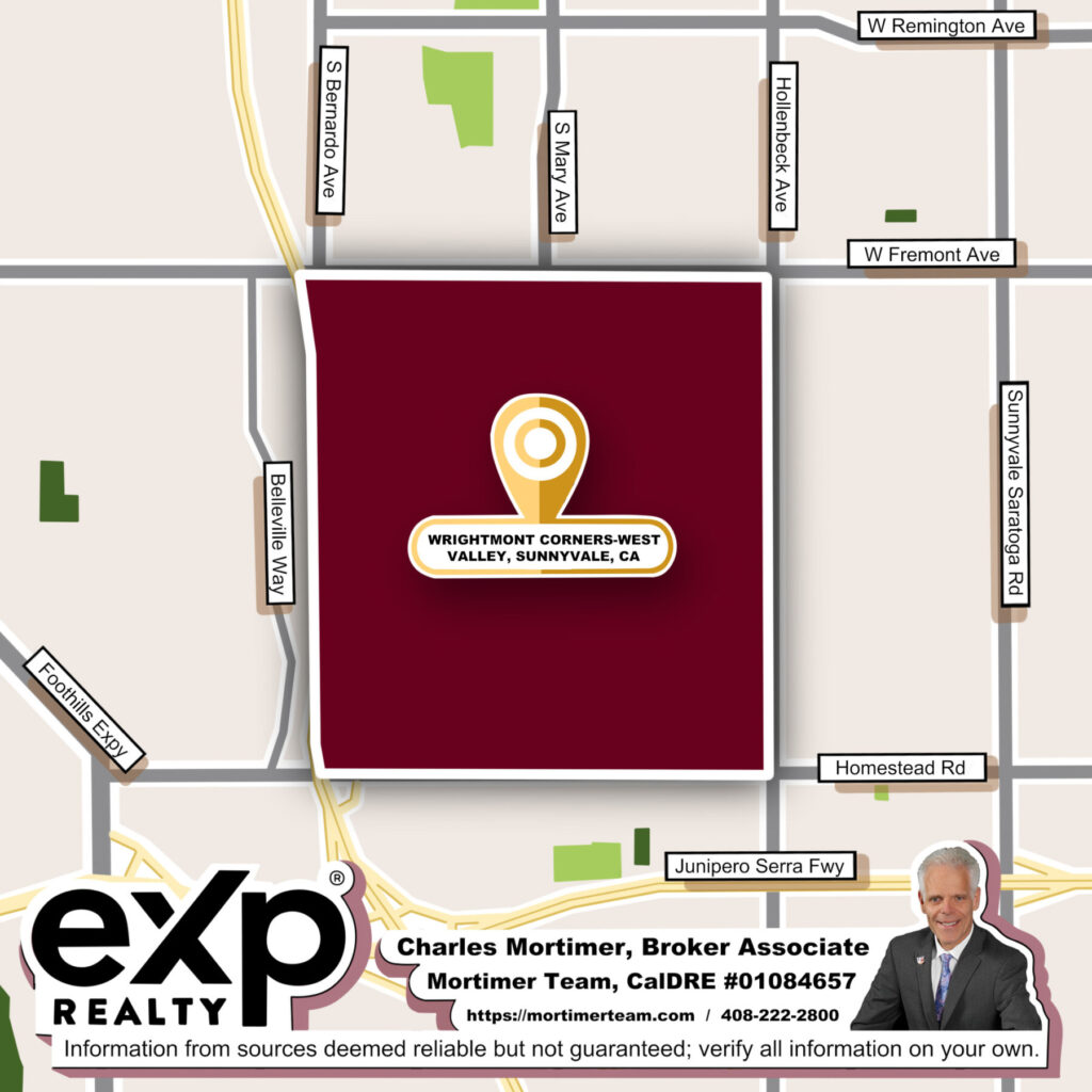 Custom map image for the community guide in Homes for Sale in Wrightmont Corners Sunnyvale CA