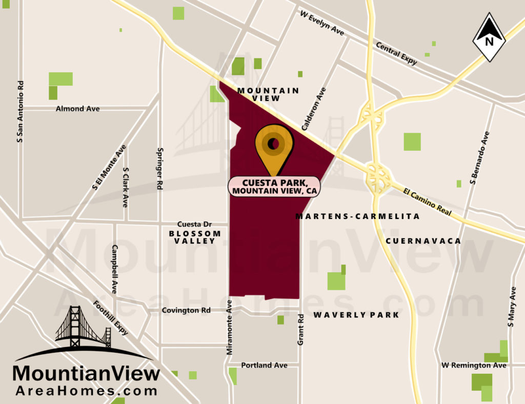 Homes for Sale in Cuesta Park, Mountain View, CA