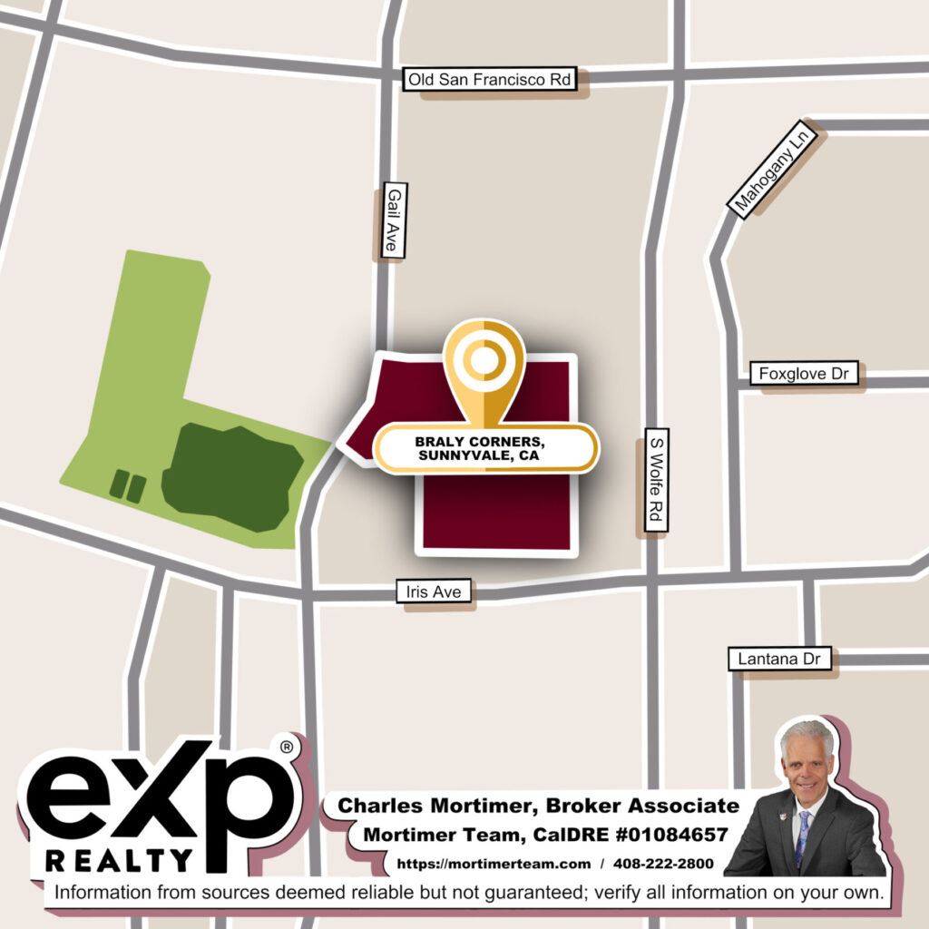 Custom map image of the community guide in Braly Corners Homes for Sale, Sunnyvale, CA