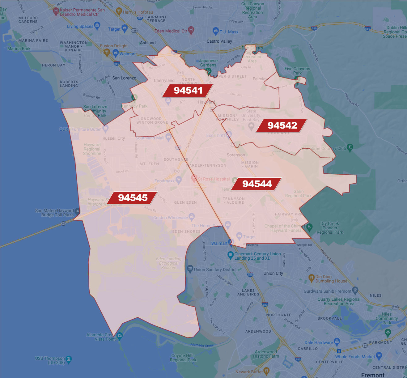 Hayward Zip Code Map | Charles Mortimer - Your Local Realtor